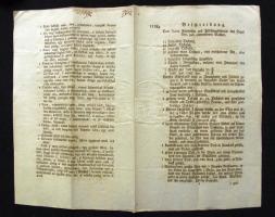 1792 Leírása azon jószágoknak, melyek Diczel nevű kapitány és hadi secretáriustól lapttak el. 4 oldalas német és magyar nyelvű nyomtatvány / Description of goods stolen from Diczel military secretary