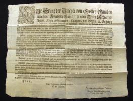 1802 II. Ferenc császár rendelete melyben a határvidéken elszaporodott betörések miatti rendelkezéseket hirdeti ki / 1802 Order of Emperor II. regarding the thefts in the borderland. In German 55x45 cm