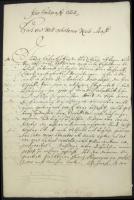 1697 Levél Paar Károly Józsefnek, az osztrák örökös tartományok főpostamesterének Franz Martin von Clar budai postamestertől. Clar a levélben Paar közbenjárását kéri a közte és a budai püspök közötti házvásárlási vita elintézésében.  Nyolc német nyelven beírt oldal. / 1697 Letter from the postmaster of Buda Franz Martin von Clar to duke Carl Joseph von Paar with a reqest for intervention of Paar in a debated house-contract between Clar and the bishop of Buda. 8 pages in German.