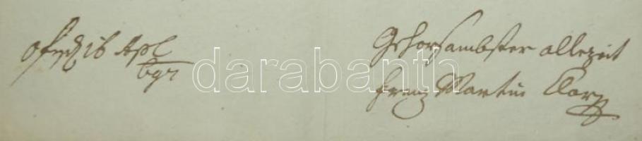 1697 Levél Paar Károly Józsefnek, az osztrák örökös tartományok főpostamesterének Franz Martin von C...