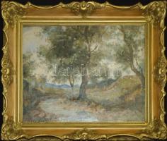 Hermann Lipót (1884-1972): Patakpart. Olaj, vászon. Jelzett. / Lipot Herman: By the spring. Oil, canvas. Signed. 45x55 cm