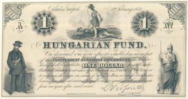 Emigrációs Kossuth-bankó 1852. 1$ "A3" sorszám nélkül! T:I