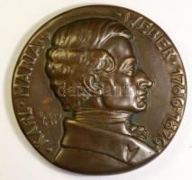 Solymári Valkó László (1909-1984) DN. "Karl Maria Weber" zeneszerző, karmester, zongorista bronz emlékérem (88mm) T:2,2- / ND. Carl Maria Weber composer, conductor, pianist Br commemorative medal Sign: László Solymári Valkó (88mm) C:XF,VF