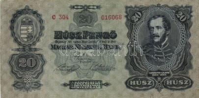1920. 20f (2x) + 50f + 1930. 20P + 1939. 5P + 1945. 10.000P hamis "MINTA" felülnyomással +...