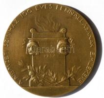 Telcs Ede (1872-1948) 1937. "100 éves a Nemzeti Színház" bronz emlékérem (60mm) T:2 / 1937. 100th anniversary of the Hungarian National Theatre Br commemorative medal Sign: Ede Telcs (60mm) C:XF