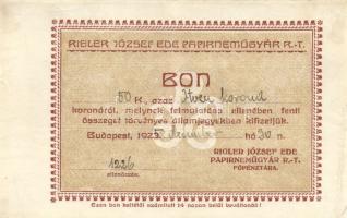 1925. Rigler József Ede Papírnemügyár Rt. 50K értékű bón T:II