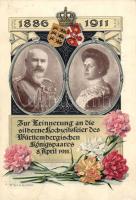 Royal couple anniversary, Württemberg state Ga. litho s: P. Schnorr