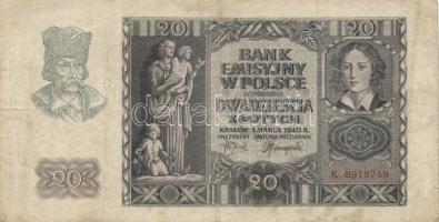 Lengyelország 1919. 1000M + 1922. 10.000M + 1929. 50Zl + 1940. 10Zl + 20Zl + 1948. 20Zl T:II,II-,III...