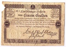 1811. 1G "Einlösungs Schein" T:III,III- tűlyuk, sarokhiány / Austrian Empire 1811. 1 Gulden "Einlösungs Schein" C:F,VG needle hole, paper fault Kodnar 47a.
