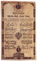 1806. 10G "Wiener-Stadt Banco-Zettel" T:III,III- kis lyuk, hátoldalon ragasztva / Habsburg Monarchy 1806. 10 Gulden "Wiener-Stadt Banco-Zettel" C:VF,F small hole, glued Kodnar 42a.