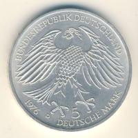 NSZK 1976D 5M Ag "Grimmelshausen" T:2/2+ GFR 1976D 5 Mark Ag "Grimmelshausen" C:XF/XF+