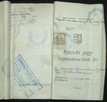 1919 Kossuth címeres igazoló jegy / fényképes útlevél Budapestről Dombóvárra utazáshoz a megszálló r...