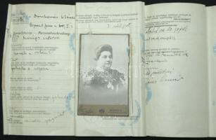 1919 Kossuth címeres igazoló jegy / fényképes útlevél Budapestről Dombóvárra utazáshoz a megszálló r...