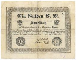 1849. 1Ft ezüst pénz "Almássy" T:restaurált, tűlyukak / 
Hungary 1849. 1 Forint/Gulden &qu...