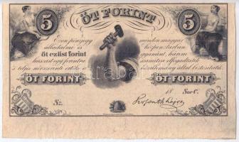 1852. 5Ft "C" "Kossuth bankó" keltezés nélkül, alsó ívszéllel! T:I /  Hungary 1852. 5 Forint "C" "Kossuth" without date, with lower margin C:Unc