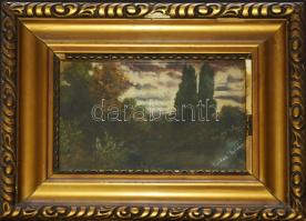 Farkas István (1887-1944): Erdő, olaj-farost, jelzett, üvegezett keretben 27x35cm