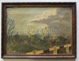 Farkas István (1887-1944): Útszélen, olaj-farost, jelzett, keretben 26x34cm kis hibával
