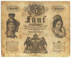 1847. 5G "Privilegirte..." T:III- apró lyuk, szakadás / Austrian Empire 1847. 5 Gulden "Privilegirte..." C:F,VG small holes, tear Kodnar 86.