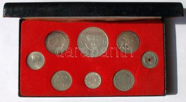 1966. 2f-5Ft (Ag is) 9klf fiktív veret "Kabinet sor" eredeti dísztokban! T:P Csak 5006db! oxid. /  Hungary 1966. 2 Fillér + 5 Fillér + 10 Fillér + 20 Fillér + 50 Fillér + 1 Forint Ag + 2 Forint Ag + 5 Forint Ag "Cabinet set" in original box! C:P oxidized