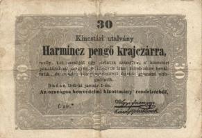 1849. 15kr  "Kincstári utalvány" + 30Kr "Kincstári utalvány" (2x) T:III