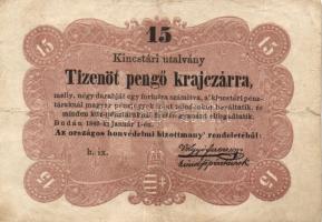 1849. 15kr  "Kincstári utalvány" + 30Kr "Kincstári utalvány" (2x) T:III