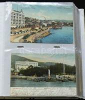 200 darabos háború előtti, nagyrészt magyar városképes gyűjtemény, lithokkal, jó darabokkal berakóban / 200 mostly Hungary, Transylvania, Slovakia with petter pieces