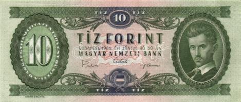 1969. 10Ft (2x) egymás utáni sorszámmal! T:I(apró sarokhajlás)