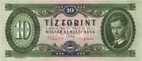 1969. 10Ft (2x) egymás utáni sorszámmal! T:I(apró sarokhajlás)
