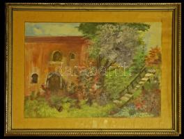 Jelzés nélkül: Kert, tempera-papír, üvegezett keretben 43x53cm