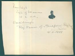 1929 Indiai politikusok és uralkodók aláírásai és fotói két füzetlapon. Bartha Gyula és Sulkowky Zol...