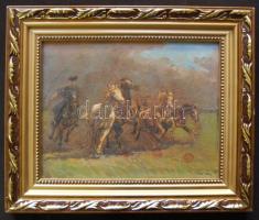 Kolozsváry Kamillo (1936-): Lóhajtás, olaj-vászon, jelzett, keretben 28x33cm