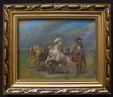 Kolozsváry Kamillo (1936-): Lóhajtás, olaj-vászon, jelzett, keretben 28x33cm