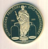2001. Richter Gedeon centenárium "Egészséges fejlődés a jövő nemzedékéért" aranyozott ffém emlékérem dísztokban T:PP