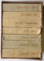 1974 Életek és korok I-VII. minikönyv: Szabó Ervin, Szamuely Tibor, Kunfi Zsigmond, Landler Jenő, Frankel Leó, Rajk László, Kun Béla