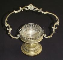 Dekoratív sárgaréz bonbonier üveg edénykével 22cm magas