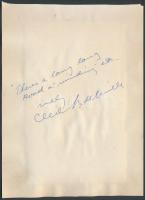 1929 Cecil Blount DeMille amerikai filmrendezúő aláírása és fotója füzetlapon Bartha Gyula és Sulkow...