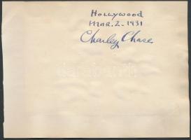 1929 Charley Chase amerikai színész fotója és aláírása Bartha Gyula és Sulkowky Zoltán gyűjteményébő...