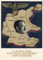 NS propaganda 1938, Hitler, Reich map Ga.