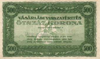 1920-as évek eleje 50K + 500K vásárlási visszatérítés "Soproni Hangya termelő fogy. és ért...&q...