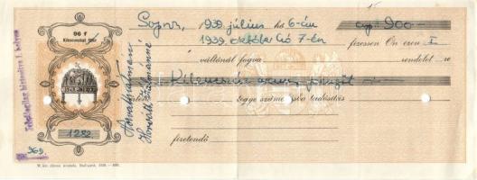 Sopron 1938-40. 3klf kitöltött váltó hátoldalukon illetékbélyeggel, lyukasztva mindegyik