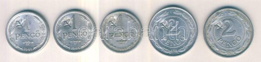 1941-44. 1P Alu (3x) + 2P Alu (2x)"sarló-kalapács" ellenjeggyel T:2,3