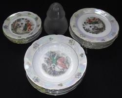 Nagy porcelán és kristály tétel. Komplett étkészlet és egyéb darabok / Large mixed  chinaware lot