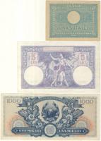 Románia 1928.11.22. 5L + 1945. 100L + 1948. 1000L T:II-,II
Romania 1928.22.11. 5 Lei + 1945. 100 Lei...