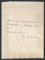 1931 Aláírások és fotók Bartha Gyula és Sulkowky Zoltán gyűjteményéből: Zilahy Lajos író aláírt dedi...