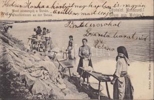 Mohács Duna-part, mosó nők (b)