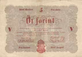 Kossuth-bankó tétel 1848. 5Ft (4x) piros és barna változat + 10Ft + 100Ft T:II-,III,IV