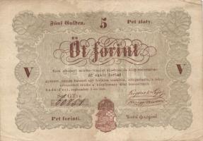 Kossuth-bankó tétel 1848. 5Ft (4x) piros és barna változat + 10Ft + 100Ft T:II-,III,IV