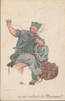 Military humour, artist signed (EK)