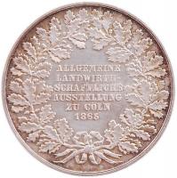 Német Államok 1865. "Nemzetközi Mezőgazdasági Kiállítás Köln 1865" ezüstözött Br (d=41mm) emlékérem T:2 kis ph. German States 1865. "International Agricultural Exhibition in Köln" silver plated medal (d=41mm) medal C:XF small edge error