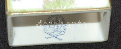 Herendi Viktória mintás porcelán hamuzó és gyufatartó eredeti dobozában / Herend chinaware match-hol...